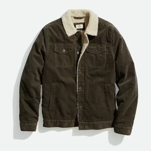 New Men's Marine Layer Olive Corduroy Jacket with Sherpa Collar Xl Extra Large